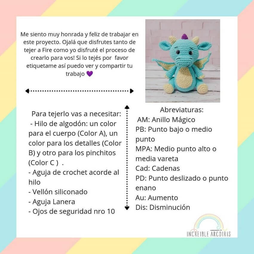 Materiales para hacer el Dragon Bebé amigurumi
