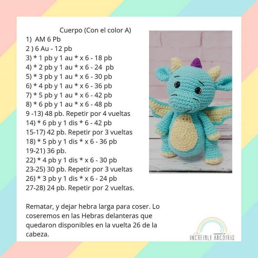 Cuerpo del Dragon Bebé amigurumi