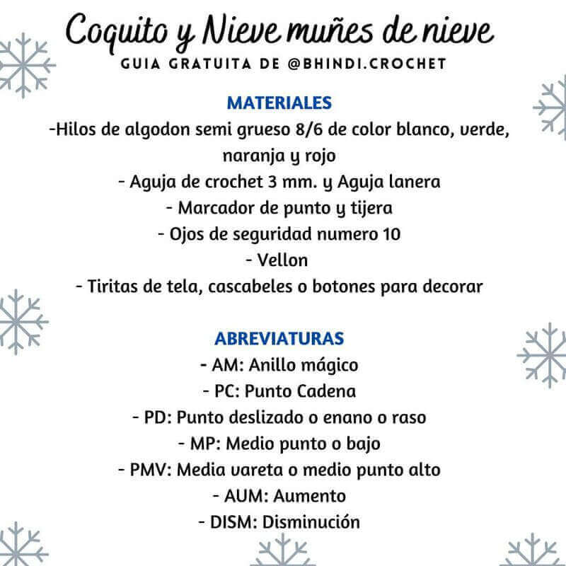 Copito de nieve Materiales