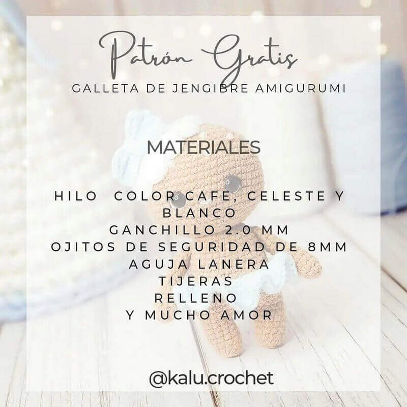 Materiales para teje la galleta Jengibre