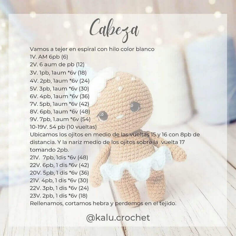 Cabeza de muñeca Jengibre amigurumi