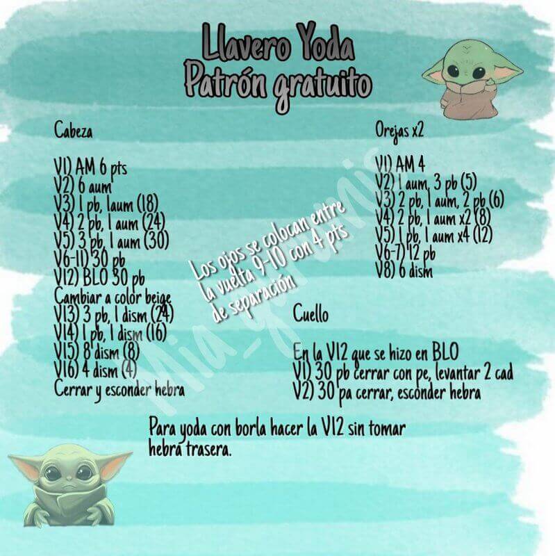 Patrón Llavero Yoda amigurumi con patrón 