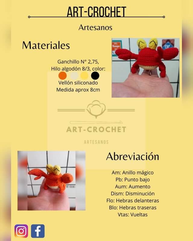 Materiales necesarios para cangrejo