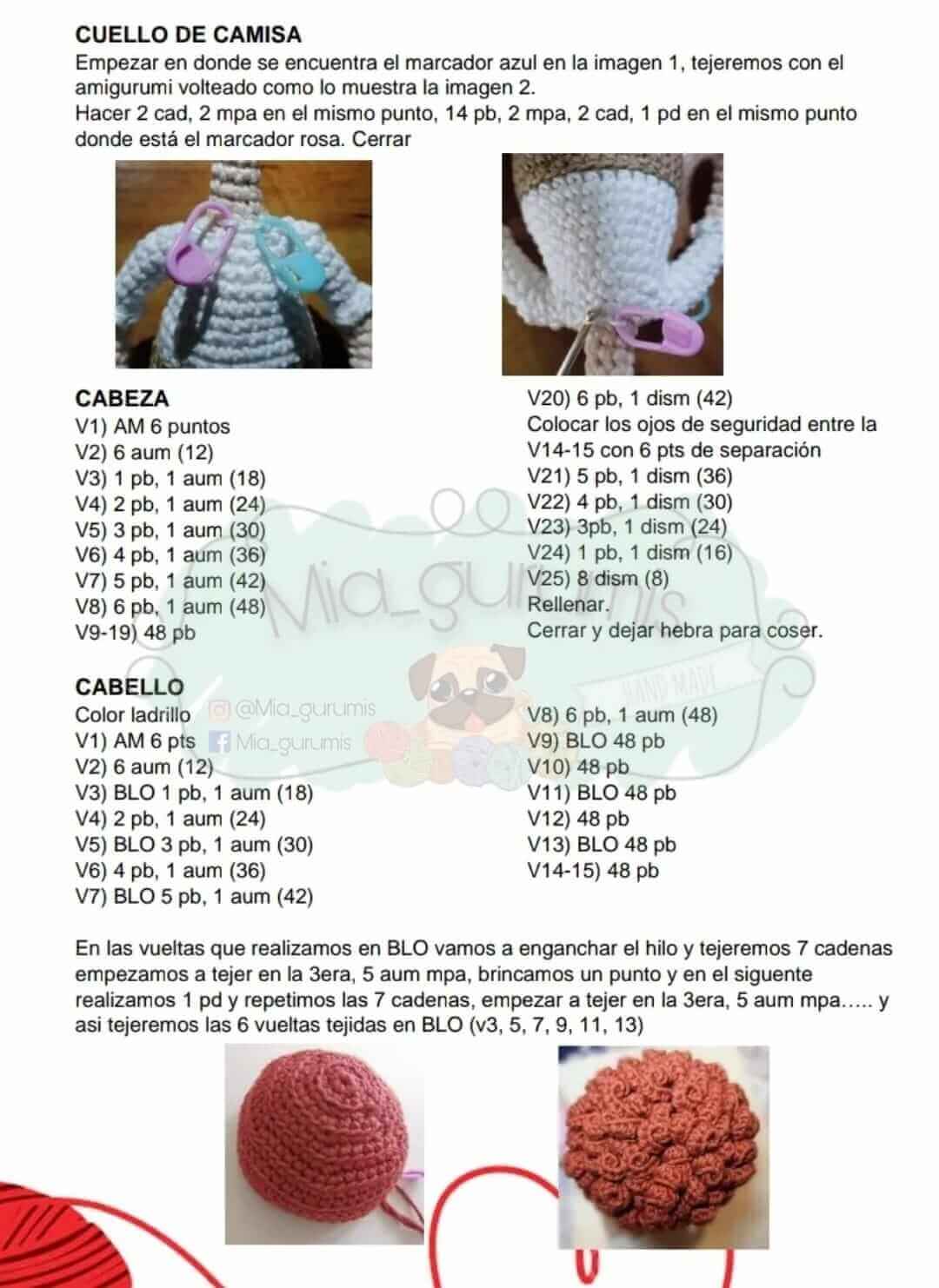Cabeza y cuerpo de Muñeco amigurumi