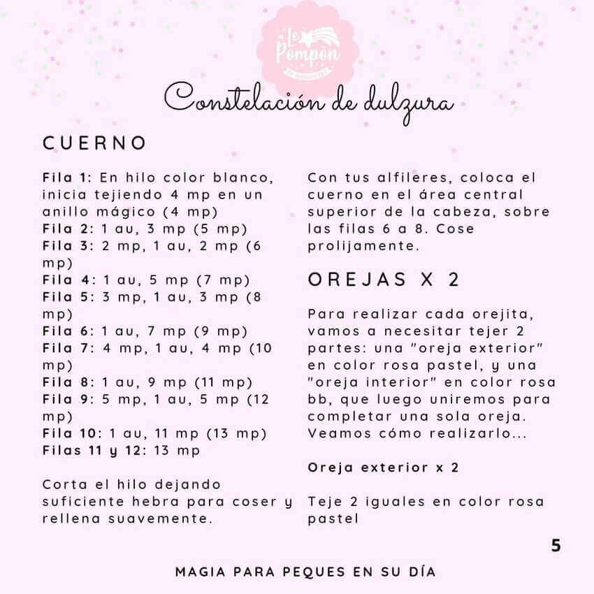 Mantita de apego Unicornio - Cuerno y orejas