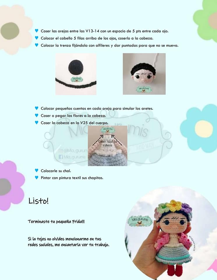 Muñeca Frida Kahlo amigurumi