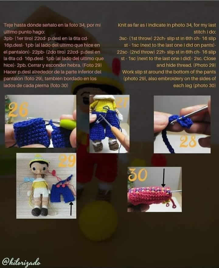 Pinocho marioneta amigurumi