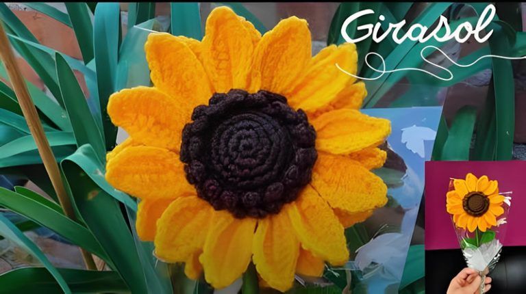 Girasol realista a crochet